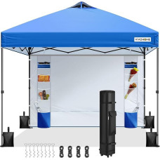 VIVOHOME 3 x 3 m Pop Up Gazebo with Side Wall Foldable Garden Gazebo with Ventilation Height Adjustable Including Carry Bag and 4 Sandbags UV 50+ CPAI 84 for Outdoor, Market, Garden, Yard