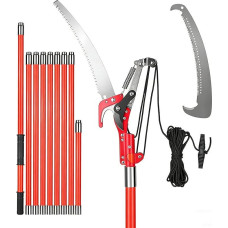 2-in-1 Teleskop-Astschneider & Astsäge 9 m, Profi Gartenschere mit 65Mn Stahlklinge, ausziehbarer Hochentaster für Obstbäume, Palmen & Gartenarbeiten, inkl. Zubehör & Tasche
