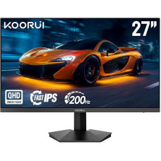 KOORUI 27 colių žaidimų monitorius, QHD 200 Hz 1 ms Fast IPS HDR 400 Adaptive Sync suderinamas, 95 % DCI-P3 HDMI 2.0/DP 1.4 Eye Care VESA sieninis tvirtinimas