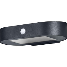 Osram Endura Style Small Oval Solar Wall Light, Warm White Light (3000 K), Integrated Sensor, Can Be Used Without Power, Long Runtime: 30 Times 60 Seconds in PIR Mode, Protection Class IP44, Black