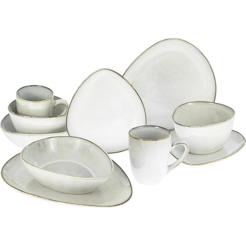 CreaTable, 23768 Cloudy Series, Off-White, 10-Piece Crockery Set, Stoneware Crockery Set, Dishwasher and Microwave Safe, Quality Production