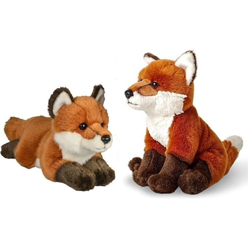 Uni-Toys - Raudonoji lapė, gulinti - 24 cm ilgio - pliušinė lapė, miško gyvūnas - pliušinis žaislas, minkštas žaislas & - Raudonoji lapė, sėdinti - 21 cm aukščio - pliušinė lapė - pliušinis žaislas, minkštas žaislas