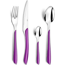 Amefa ECLAT stalo įrankių rinkinys | Violetinė | 32 dalių stalo įrankiai | 8 žmonėms | Nerūdijantis nerūdijantis plienas | Aukštos kokybės plastikinės rankenos | Galima plauti indaplovėje | Stalo įrankių rinkinys 8 žmonėms | Stovyklavimo stalo įrankiai