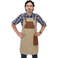 Angus Stoke Cooking Apron Made of High-Quality Canvas Cloth & Genuine Leather - Variable BBQ Apron with Leather Straps - Apron for Kitchen, BBQ & Barista - Hayden