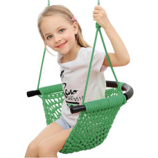 Schaukelsitz für Kinder, kleines Schaukel-Set, handgestrickte Kleinkindschaukel mit verstellbaren Seilen, Seil-Spielschaukel-Set für Baum, drinnen und draußen, Spielplatz (grün)