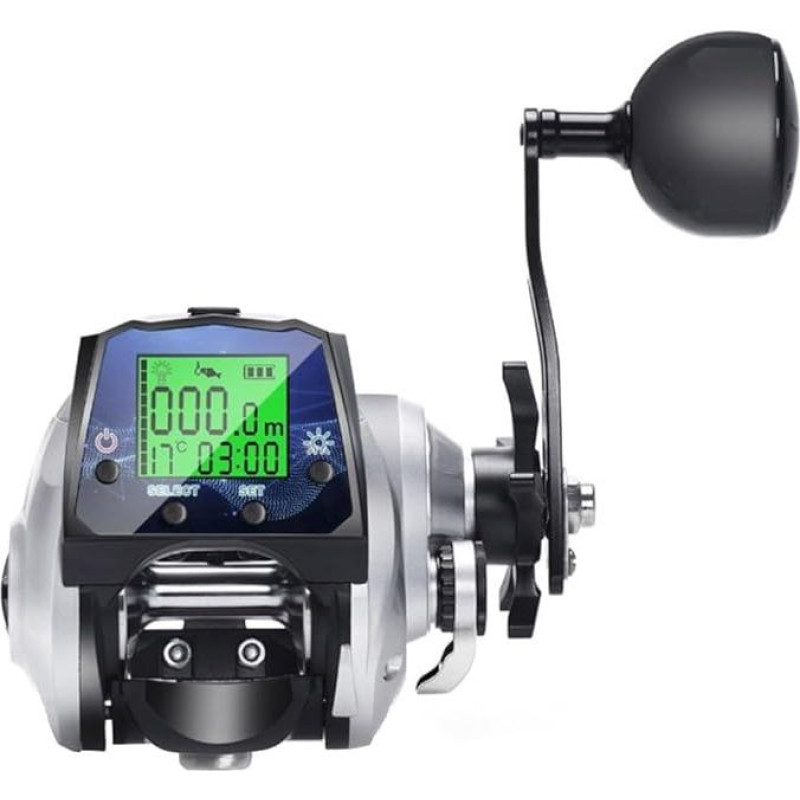 Angelrolle Baitcasting mit digitaler Anzeige von Temperatur, Zeit, Linienlänge, Tiefe und Abholgeschwindigkeit, 6,3:1 Übersetzung für verbesserte Wurf- und Abholkontrolle (rechte Hand)