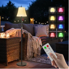 Saulės grindų lempa IP65, 7 spalvų RGB, 3 lygių šiltos baltos spalvos apšvietimas, su sutemų jutikliu ir nuotolinio valdymo pulteliu, reguliuojamo aukščio, belaidis LED grindų šviestuvas, skirtas sodui, balkonui, terasai ir lauko reikmėms