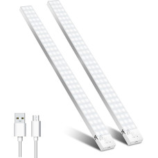 Kabineto apšvietimas LED su judesio jutikliu 60 cm pakuotė iš 2 spintelės šviesos Kabineto šviesos LED juostelės baterija USB įkraunama pagal vieneto šviesą Virtuvės spintelės žibintai drabužinei, laiptai, bagažinė, RV