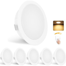 6 LED įleidžiamųjų prožektorių rinkinys 230 V apšviečiamas 3 W 3000 K šiltai baltos šviesos diodų taškinis itin plokščias 300LM skylė 55-58 mm ir 15 mm plokščias IP44 baldų įleidžiamieji prožektoriai veidrodinei spintai, balti