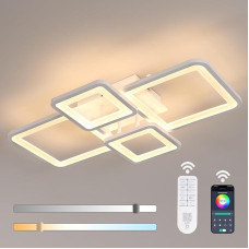 Lubų šviestuvas LED Dimmable 54 W 5400 LM, lubų šviestuvas Svetainė Modern 62 cm, lubų apšvietimas su nuotolinio valdymo pulteliu 3000 K - 6500 K Square Design miegamajam Valgomasis