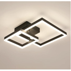 Šiuolaikinė LED dekoratyvinė lempa, 36W 4050LM Deckenleuchte LED aus Aluminium, Acryl Quadratische Deckenbeleuchtung für Wohnzimmer Schlafzimmer Küche, 4500K Neutrales Licht, Schwarz