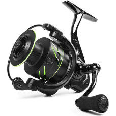 Metalinė žvejybos ritė 5.0: 1 Maksimali trauka 10 kg 2000-7000 serijos spiningo ritė Bass Saltwater Drag Angle Carp Reel Fishing DShanLa (guolių kiekis: 14, spalva: juoda žalia)