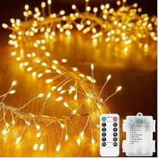 KINGCOO Firecracker Fairy Lights with Remote Control, 300 LEDs Silver Wire Battery Operated with Timer for Indoor Outdoor Bedroom Wedding Christmas Party Decoration