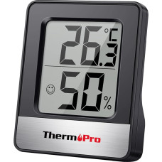 ThermoPro TP49 Digital Mini Thermo-Hygrometer Indoor Thermometer Hygrometer Temperature and Humidity Meter with Room Climate Indicator for Room Climate Control, Black
