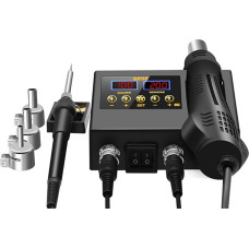 Lötstation, Digitalanzeige, Heißluft-Löt- und Nacharbeitsstation für Handyschweißen, Entlöten, einstellbare Temperaturdüsen