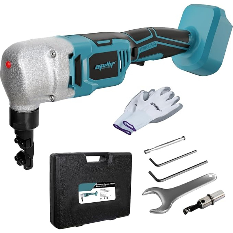 Mellif Battery Tin Nibbler Compatible with Makita Battery 18 V, Electric Tin Snips with Brushless Motor, 1200 RPM, 360° Rotating Nibble Head