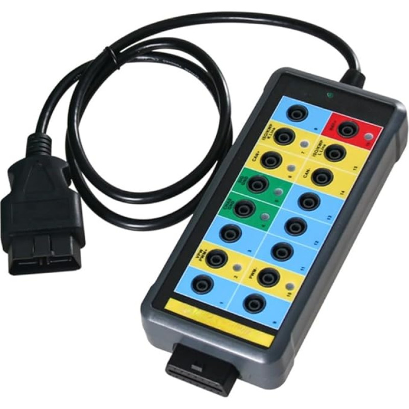 OBDII Protokolltester mit LED-Anzeigen und 16-poliger Schnittstelle für Fahrzeug-Stromsystem-Diagnose, unterstützt den Anschluss an Multimeter oder Oszilloskope zur Signalmessung und Analyse