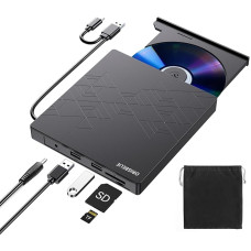 6 in 1 išorinis CD DVD diskas, išorinis DVD įrašymo įrenginys USB 3.0 C tipo CD/DVD ROM +/-RW diskas su USB prievadu, išorinis CD diskas nešiojamam kompiuteriui Mac OS Win11/10/8/7/XP Linux Vista