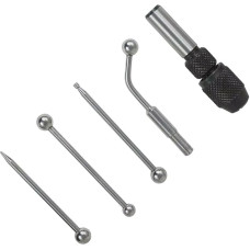 5-teiliges Oszillator- und Mittelfinder-Set für Fräsmaschinen – Nadelspitze, 0,6 cm Kugel, 0,3 cm Scheibe, Bohrfutterhalter & Offsetanzeigehalter