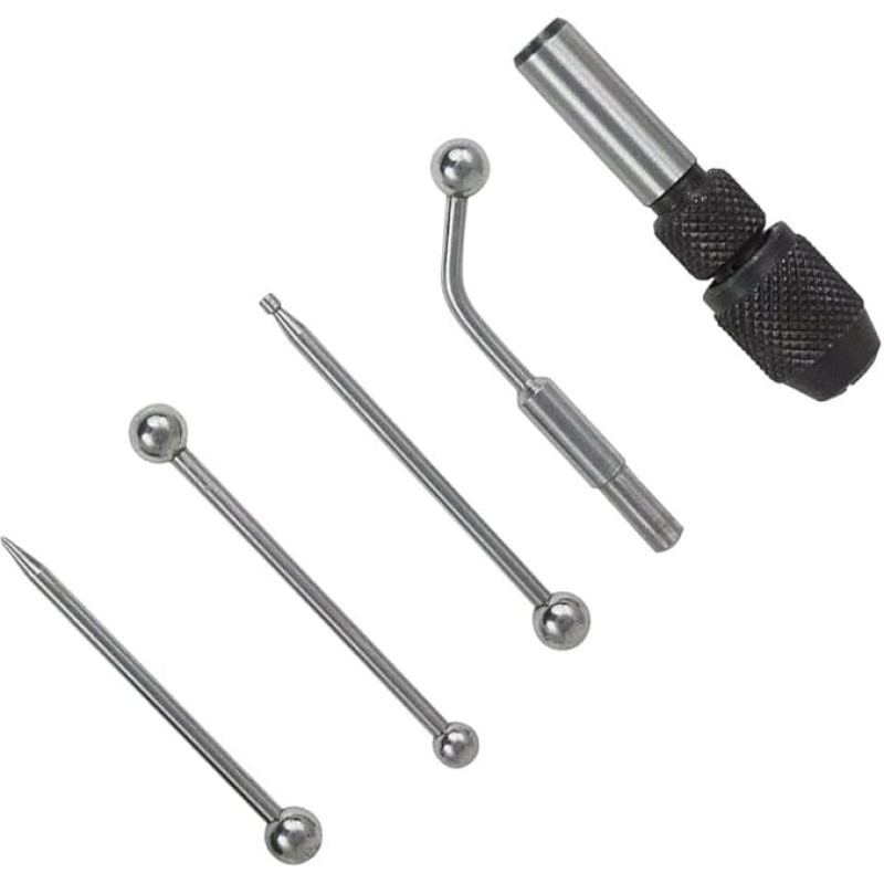 5-teiliges Oszillator- und Mittelfinder-Set für Fräsmaschinen - Nadelspitze, 0,6 cm Kugel, 0,3 cm Scheibe, Bohrfutterhalter & Offsetanzeigehalter