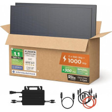 Solarway Balcony Power Station 1000 W Complete Socket, Output Adjustable 600/800 W, 2 x 500 W JaSolar Modules, Inverter with App and WiFi, Plug & Play