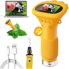 Microscope for Children, 1000X Zoom Ahalfcit Digital Microscope with 2 Inch Screen, 3-12 Years Old Portable Microscope, Scientific Educational Toys for 3 4 5 6 7 8 Years Old Children's Orange