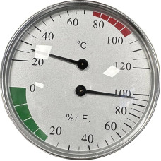 Sauna-Temperatur- und Luftfeuchtigkeitsmesser, 10,2 cm, Silber, Dual-Display, Wandmontage, Legierung, batteriefrei
