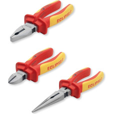 Eclipse Professional Tools PLIERV3PS VDE Elektriker-Zangenset 3-teilig - Isolierte Kombinationszange, Seitenschneider & Flachzange für Elektroarbeiten bis 1000 V