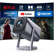 Mini Projector 4K 600ANSI Smart Projector 4K Full HD 1080P Auto Focus Car Vertical Keystone Correction Projector 360° Rotatable WiFi6 2-Way Bluetooth Short Distance Projector for Home Outdoor