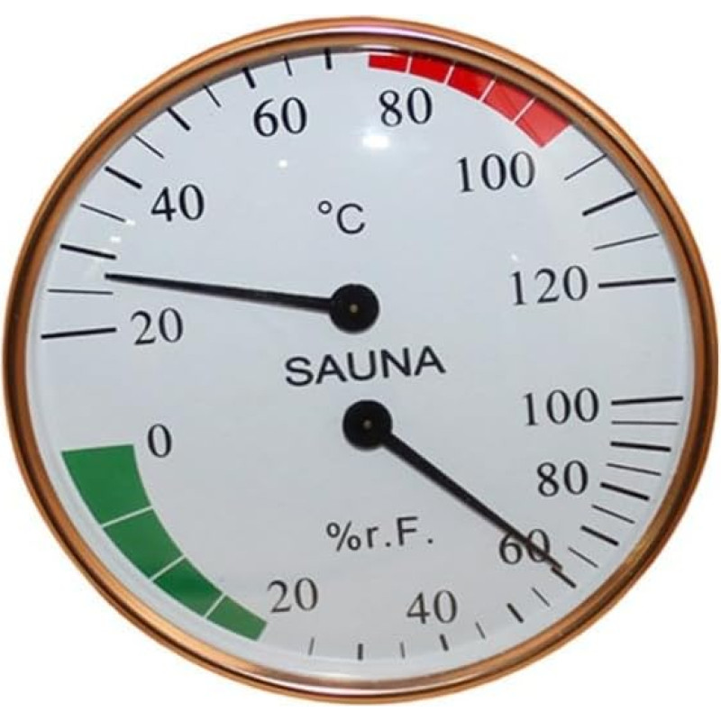 Sauna-Thermometer und Hygrometer, Wandmontage, Temperatur- und Luftfeuchtigkeitsmesser mit gewölbtem Glas, Dampf-Spa-Haus, 10-120 °C Bereich