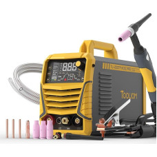 TOOLIOM 200A AC/DC TIG Welding Machine with Pulse, 230V Aluminium Welding Machine with IGBT Inverter, Large LED Display, AC TIG/DC TIG/Pulse TIG/Point TIG/Rod Multi-Process Welding Machine