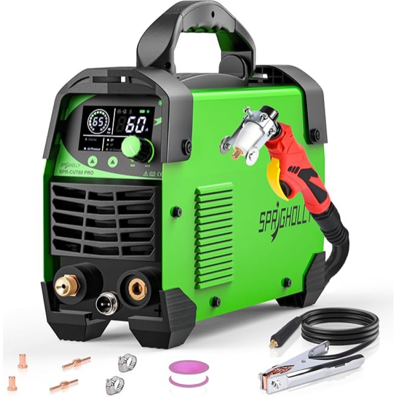 CUT60 PRO 60A IGBT plazminės pjaustyklės 240 V - didžiausias pjovimo storis 16 mm, švarus pjūvis 10 mm - LED skaitmeninis ekranas, 2T/4T režimas, apsauga nuo perkrovos, lengvas paleidimas