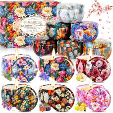 12 kvepiančių žvakių dovanų rinkinys, kvepiančių žvakių rinkinys moterims, kvapni žvakė, natūralaus sojų vaško žvakė, žvakių dovana Kalėdoms, gimtadieniui, Valentino dienai, Helovinui (12 kvapų)