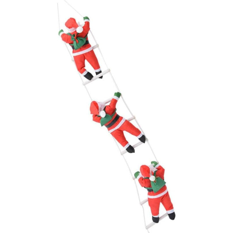 Beavorty Climbing Santa Claus 3 Dolls Santa Claus Climbing on Ladder Ornament for Christmas Decoration Hanging Santa Doll for Christmas Tree Fireplace