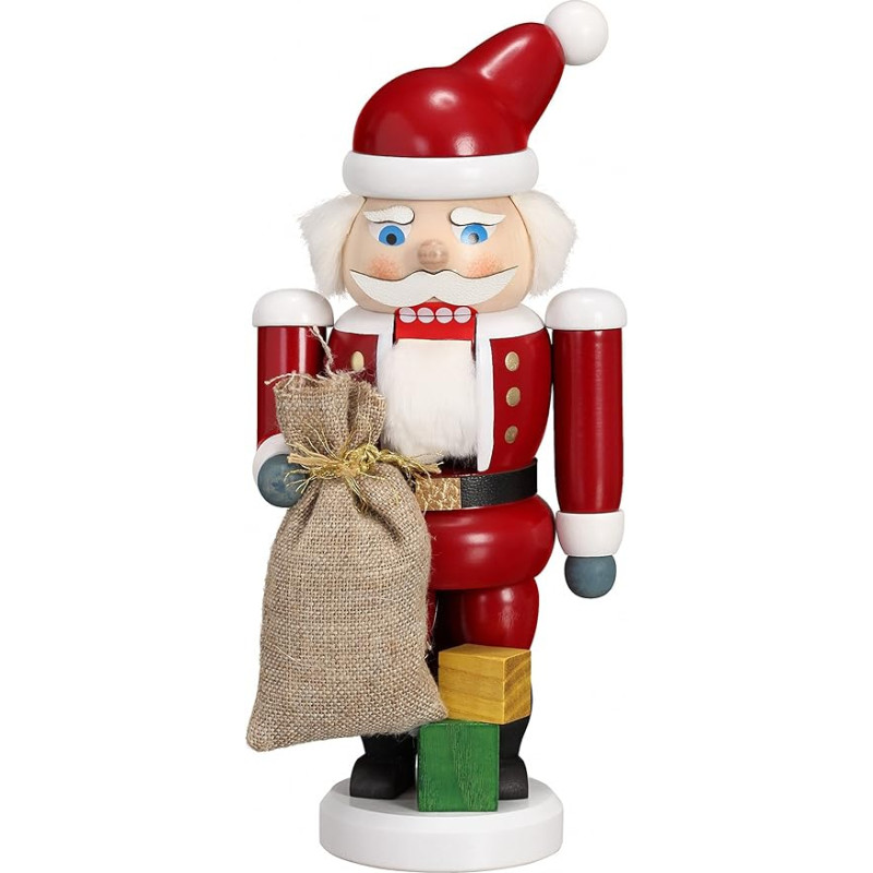 Seiffener Volkskunst Vokiškas riešutininkas Kalėdų Senelis raudonas, aukštis 21 cm, originalus Erzgebirge iki