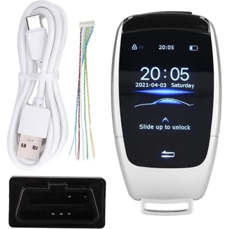 Universalus TK900 LCD jutiklinio ekrano išmanusis raktelis, skirtas modeliams su variklio paleidimo-išjungimo mygtuku (sidabrinės spalvos)