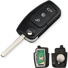 Heart Horse 3 Button Car Key Shell Remote Control Key Case Compatible with Fiesta Mondeo Focus Cmax Galaxy with 433 MHz 4D63 Chip, Fiesta Replacement Flip Key Fob, Mondeo Remote Control