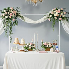 VEVOR Table Decoration Table Bar, 330-1066.8 mm High & 711.2-2489.2 mm Adjustable Length, Table Arch with Clamps, Decorative Table Frame for Wedding, Birthday & Christmas Decorations, White