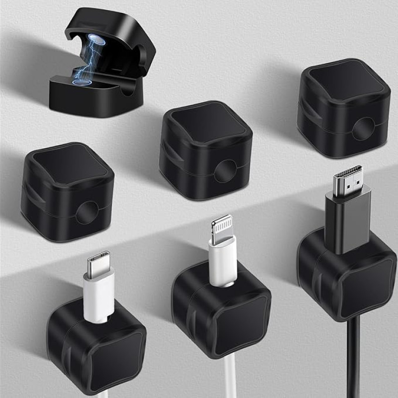 8 Stück Kabelhalter Selbstklebend Magnetisch Kabel Organizer Verstellbare Ladekabel Halterung Kabelorganizer Kabelmanagement Magnetiniai kabelių spaustukai Kabelhalter für Schreibtisch, Nachttisch, HDMI, USB