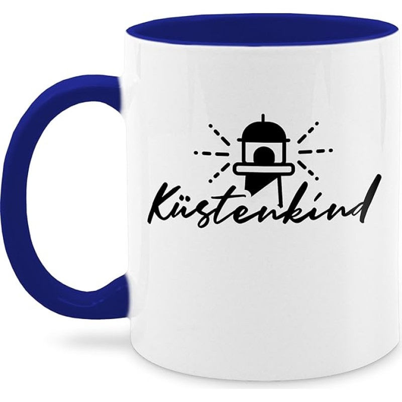 Q9061 Puodelis Arbatos puodelis Kavos puodelis 325 ml Puodelis su užrašu - Küstenkind - Švyturys - Juodas - Vieno dydžio - Tamsiai mėlynas - Švyturio puodelis