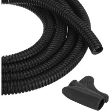 sourcing map Splitdraht-Webstuhlschlauch, flexible Kabelschutz mit Installationswerkzeug, Kabelmanagementhülse, Abdeckung für Büro, Zuhause, elektrische Automobildrähte, Schwarz