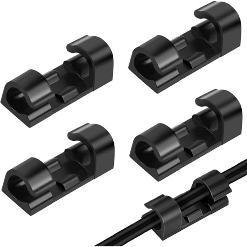 40 Stück Kabelclips Set - Selbstklebende Kabelhalter Kabel-Management-Clips Kabel Organizer für Zuhause, Büro, Auto, Desktop Kabelmanagement (Schwarz)