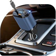 OHLPRO 4-in-1 ištraukiamas automobilinis įkroviklis, cigarečių žiebtuvėlis, USB-C su 2 C tipo laidais, greitasis mobiliojo telefono įkroviklis, automobilinis įkroviklis, suderinamas su 