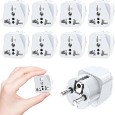 Pack of 8 Universal Travel Adapter Plug, UK/USA/China to EU Travel Adapter, Universal Travel Adapter EU, Europe Travel Plug, Universal Plug to 2 Pin German Adapter for Home, White
