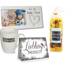 Mėgstamiausio asmens dovanų rinkinys / Geriausiai močiutei / Pasirenkama: Makaronai buvo makaronai / sausainiai arba vaisių užtepėlė (mėgstamiausio asmens makaronai)