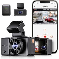 VANTRUE E3 3 Lens 2.7K Dash Cam with 5GHz WiFi, 1944P + 1080P + 1080P Dash Cam, Voice Control Dashcam Car Front Rear IR Night Vision, 24 Hours Buffer Parking Mode Dashcams, Loop Recording, Max 512G