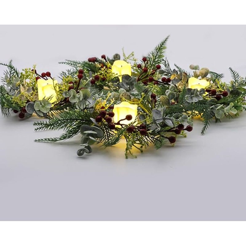 4 kalėdinių vainikų pakuotė, advento vainikas su LED žvakėmis, kalėdinis stalo vainikas, kalėdinis vainikas, advento vainikas, dekoratyvinis vainikas, kalėdinė dekoracija