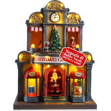 Avilia - Animierter Weihnachtsmann mit LED-Lichtern und Weihnachtsmusik für Festliche Dekorationen und leuchtende Dekorationen, handbemalt und einfach zu bedienen mit USB-Kabel im Lieferumfang