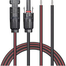 Saulės kabelis 4 mm², prailginimo kabelis, saulės kabelio prailginimas 9 m su kištuku, fotovoltinis (PV) kabelis, saulės kolektorių prijungimo kabelis (12AWG)