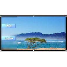 ASHATA Roller Blind Screen, Projection 60-120 Inch Portable Foldable Projector Screen, Portable 16:9 Home Cinema Projection Surface for Camping Film/Open Air Cinema (120 Inches)